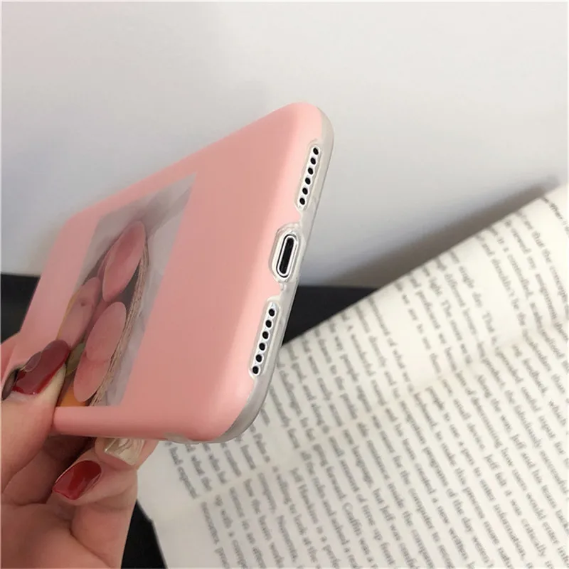 Ins милый розовый персиковый чехол для телефона iphone X XS XR XSMAX матовый мягкий из ТПУ 6