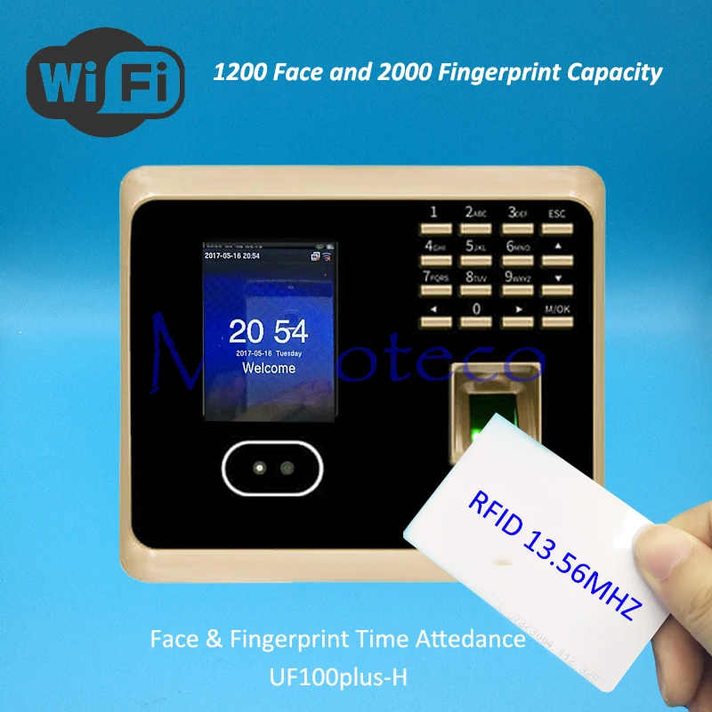 Wifi Face Time Attendance Fingerprint tcp/ip+Wifi Rfid IC 13.56Mhz Card Recording System | Безопасность и защита