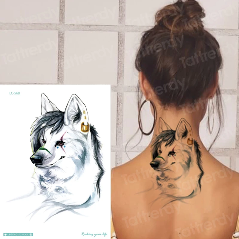 

Abstract wolf head Temporary tattoo stickers waterproof big wolf tatoo lion head Animal tattoo for men women Water transfer taty