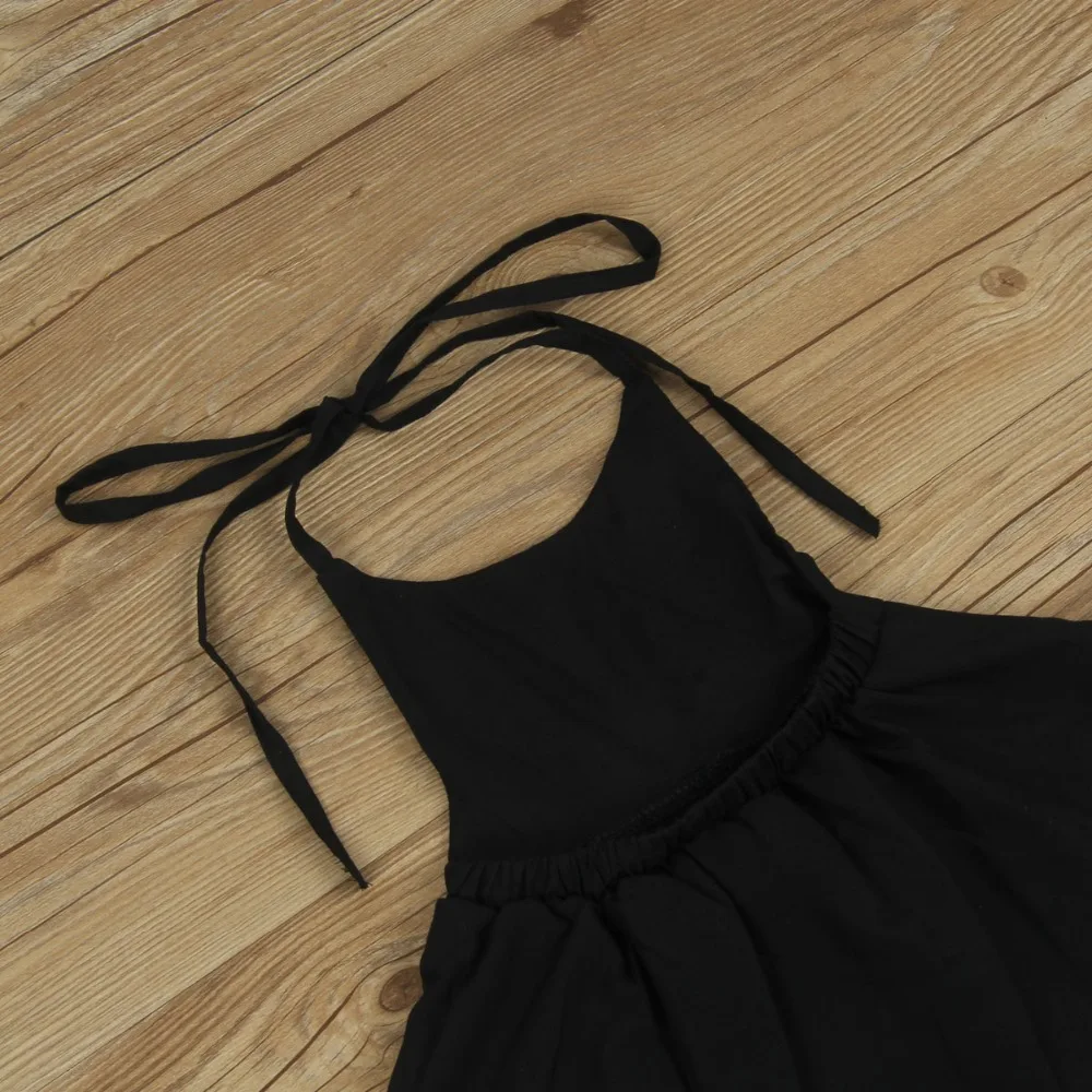 Kid Baby Girls Clothes Cute Girl Backless Strappy Solid Color Princess Dress Summer Casual Beach Sundress Children Clothing Set | Детская