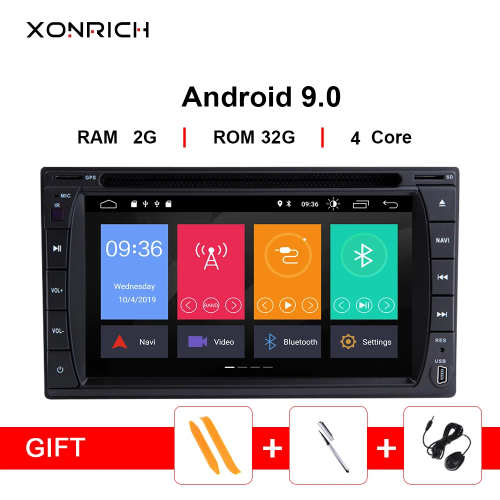 Мультимедийный плеер Xonrich универсальный мультимедийный на Android 9 0 с GPS навигацией