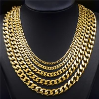3 557911mm wide mens women chain necklace curb cuban link gold stainless steel necklace jewelry customize length