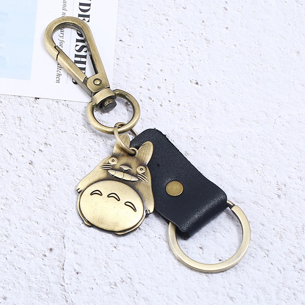 3.3*3.2CM Cute Totoro Key Chains Women Cowhide Leather Keyring Car Bag Pendant My Neighbor Keychain Japan Cartoon Jewelry | Украшения и