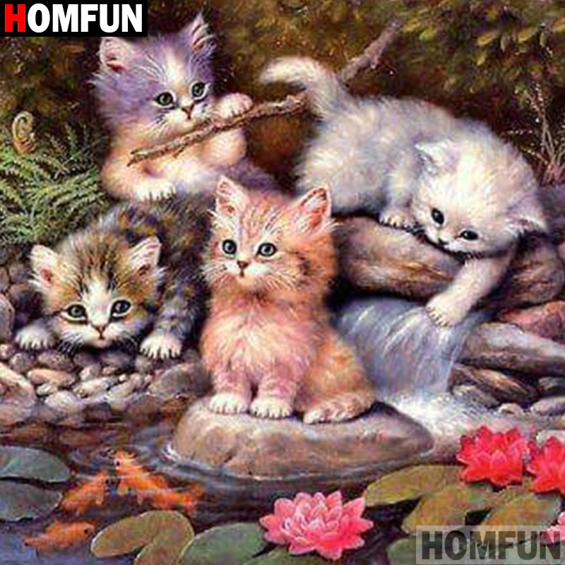 Алмазная 5d-картина HOMFUN Кот вышивка крестиком с полными квадратными/круглыми