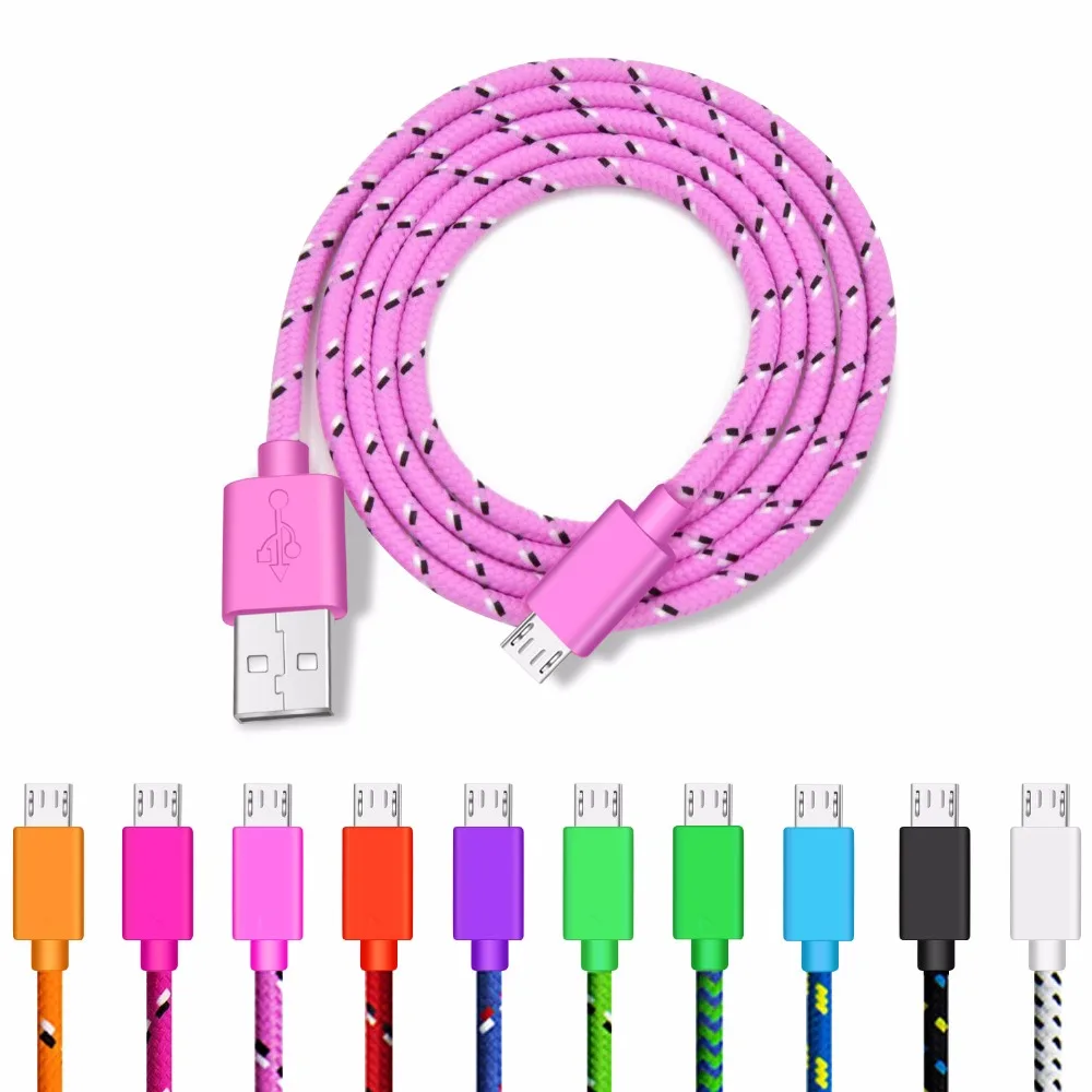 Нейлоновый Кабель Micro-USB в оплетке 1 м/2 м/3 м Синхронизация данных USB кабель зарядного устройства для samsung htc huawei Xiaomi Tablet Android USB кабели для телефонов