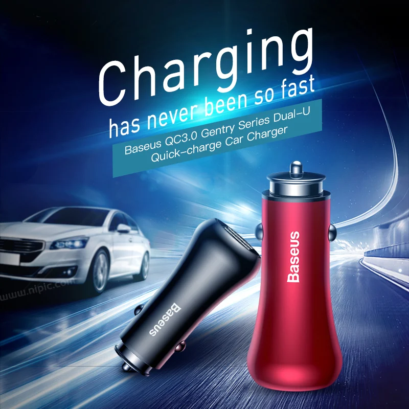 Быстрое зарядное устройство Baseus QC 3 0 автомобильное Turbo USB металлический мобильный