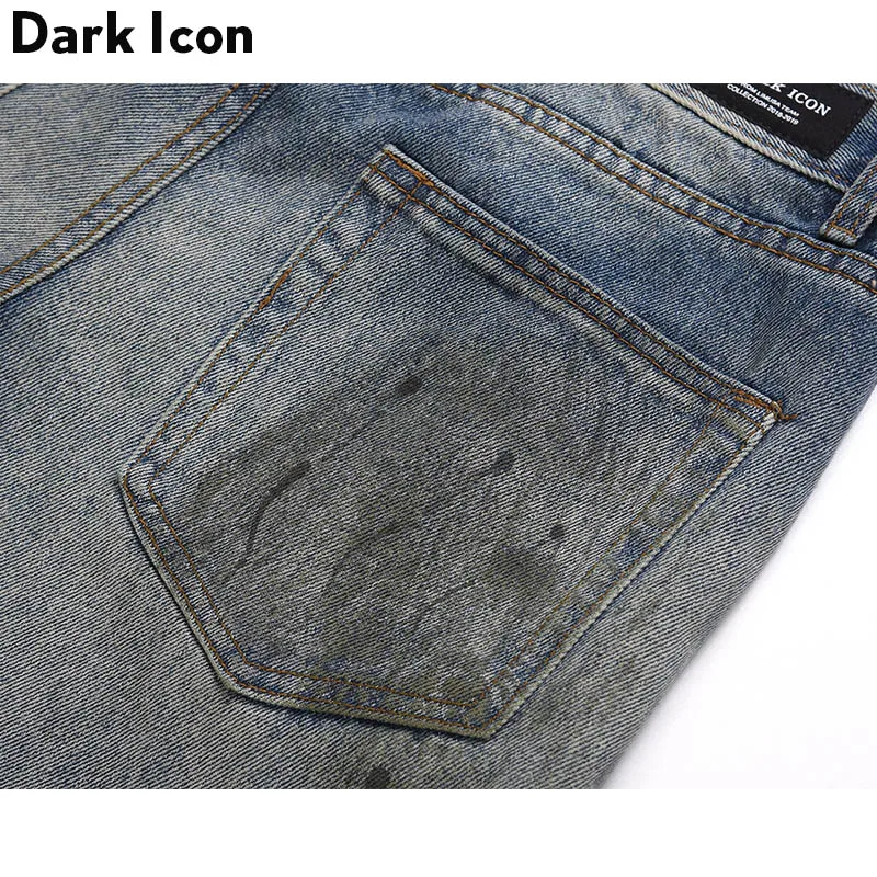 Мужские потертые джинсы Dark Icon на молнии|Мужские джинсы| |