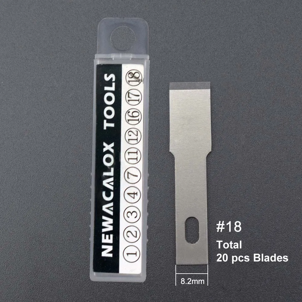 NEWACALOX 20 шт. лезвие из нержавеющей стали для пленки для мобильных телефонов инструменты резак рукоделие хобби нож DIY скальпель резьба по дереву PCB ремонт - Цвет: Blade-18-20