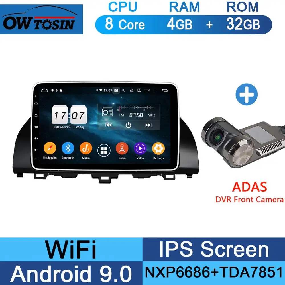 32G Adas Camera 10," ips Android 9,0 8 ядерный 4 Гб ram+ 64 ГБ rom Автомобильный DVD радио плеер gps для Honda ACCORD 10 DSP CarPlay Parrot BT Adas стерео - Цвет: 32G Adas Camera