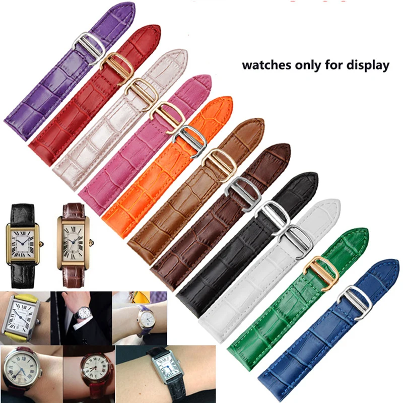 

PEIYI watchband Genuine Leather Watch Strap 18/20/22mm Bracelet For Men/Woman Replace Watchbands For Cartier Tank Solo