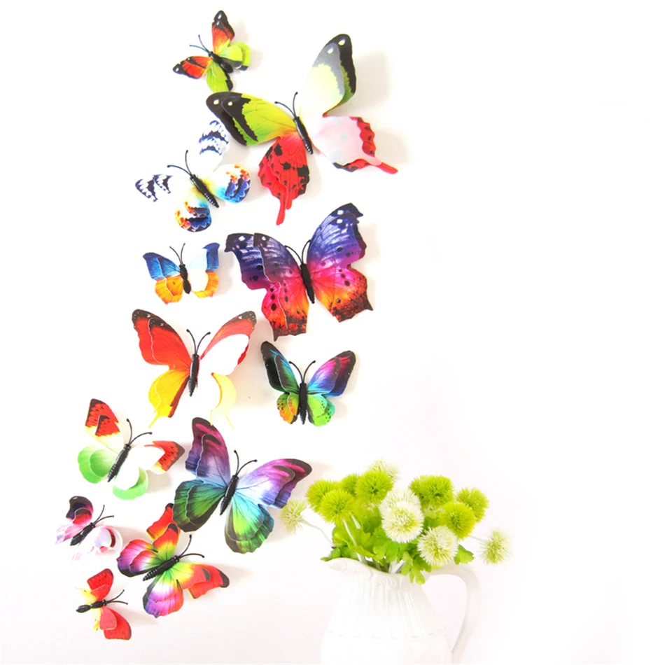 12 шт. настенные 3D наклейки с имитацией бабочек|decor wall sticker|decorative tile stickersdecoration sticker |