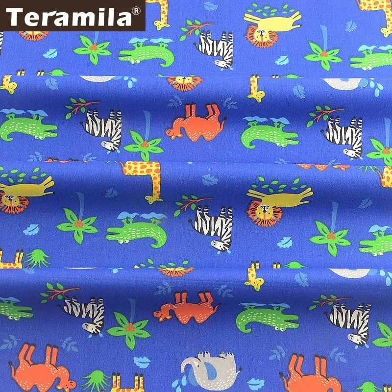 Teramila ткань из 100% хлопка с принтом животного голубая Анкары для рукоделия