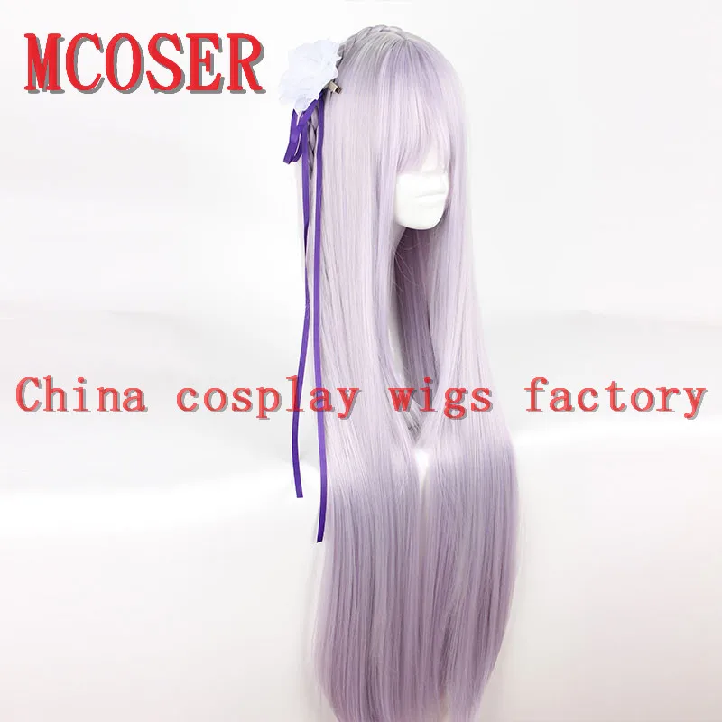 MCOSER 90 см Длинные прямые парик Синтетический светильник фиолетовый цвет Высокая температура волокна волос WIG-618A