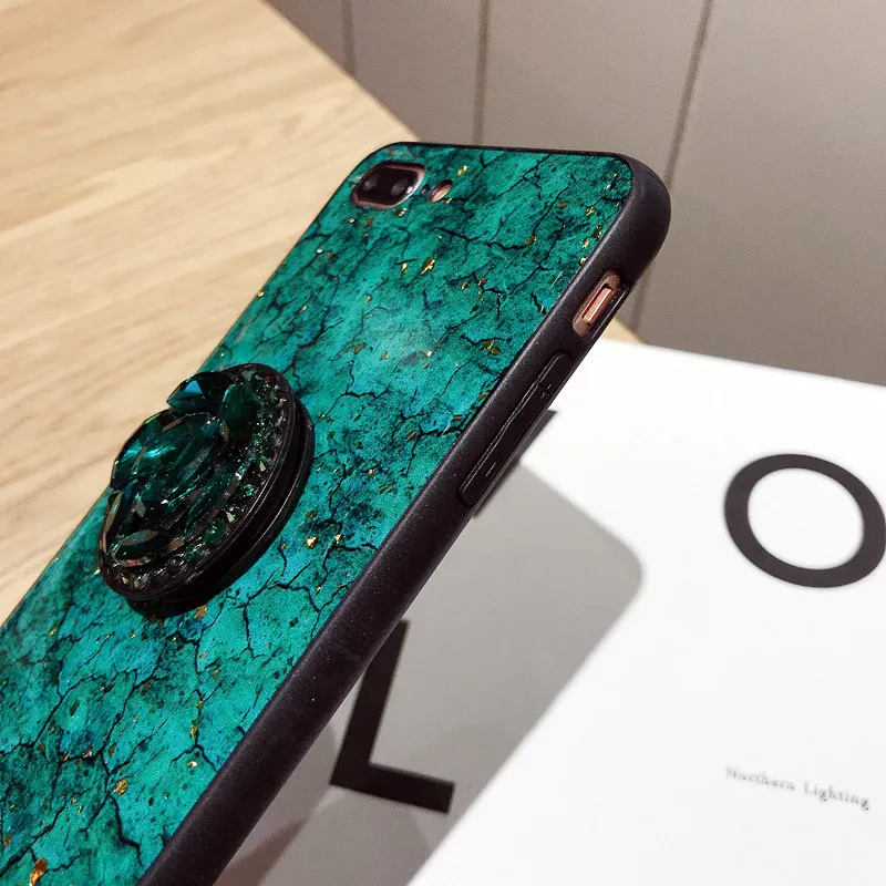 Милый эпоксидный Золотой фольга драгоценный камень зеленый фиолетовый чехол для