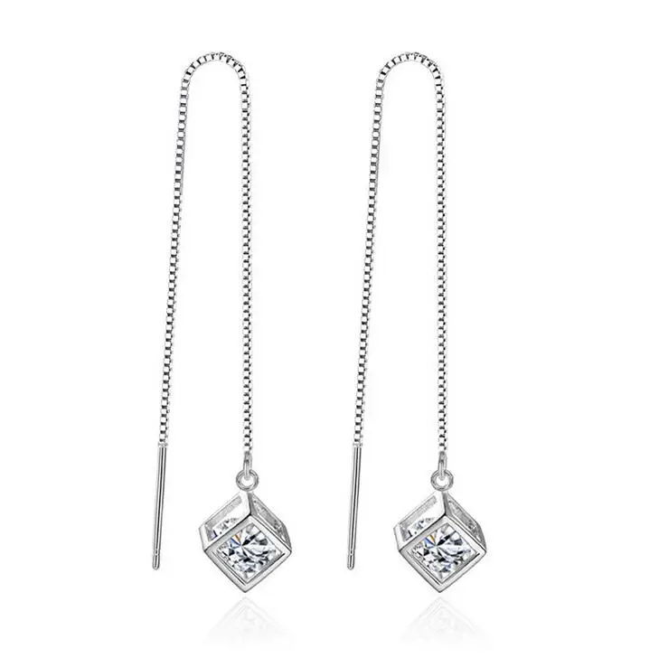 Женские серьги подвески из серебра 2017 пробы с фианитом|925 sterling|drop earringsearrings style |