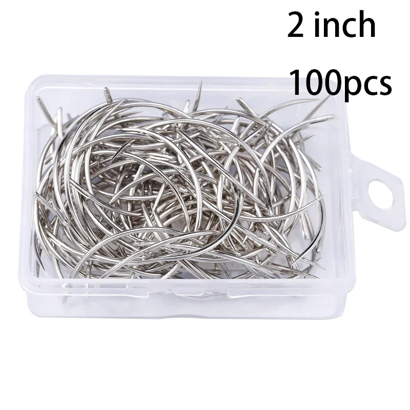 2 inch 100pcs 40/60/100 шт C Тип изогнутый Матрас швейные иглы ручные домашние кожаные ремесло ремонт швейные иглы - Цвет: 2 inch 100pcs