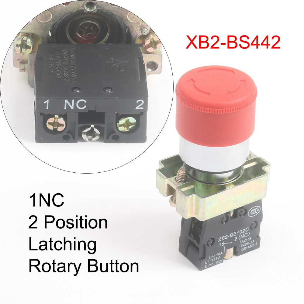 XB2-BS142 BS145 BS442 BS542 1NC/1NO1NC ключ аварийной остановки поворотный кнопочный переключатель 2 положения блокировка/Мгновенный замок/сброс