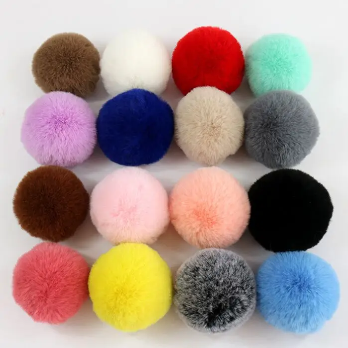

Winter Multicolor Soft Artificial Fox Fur Pom pom Polyester Pompoms For Knitted Beanies Hats And Key Chain Clothing Accessories