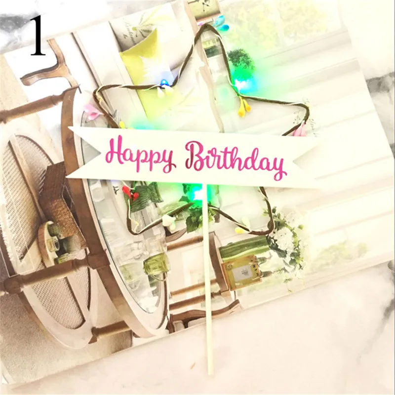 Цветок LED кексы торт Toppers Baby Shower для девочки Топпер торта С Днем Рождения