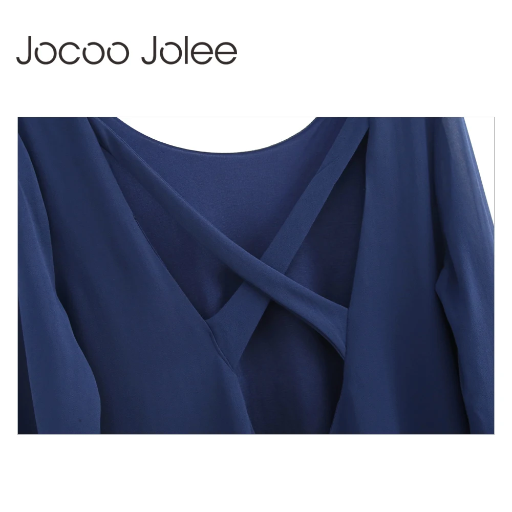 Женское теплое платье Jocoo Jolee однотонное повседневное Свободное с круглым