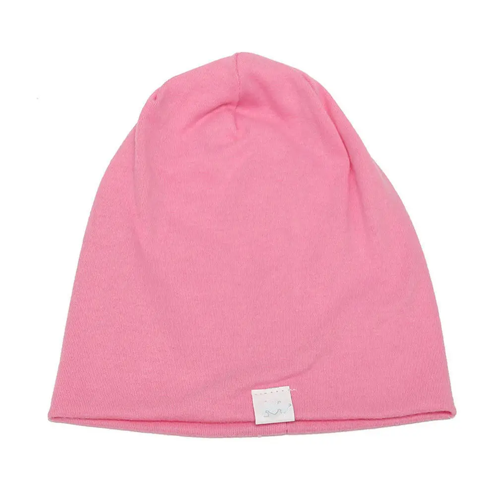 Модные милые однотонные вязаные хлопковые шапки для новорожденных детей осень