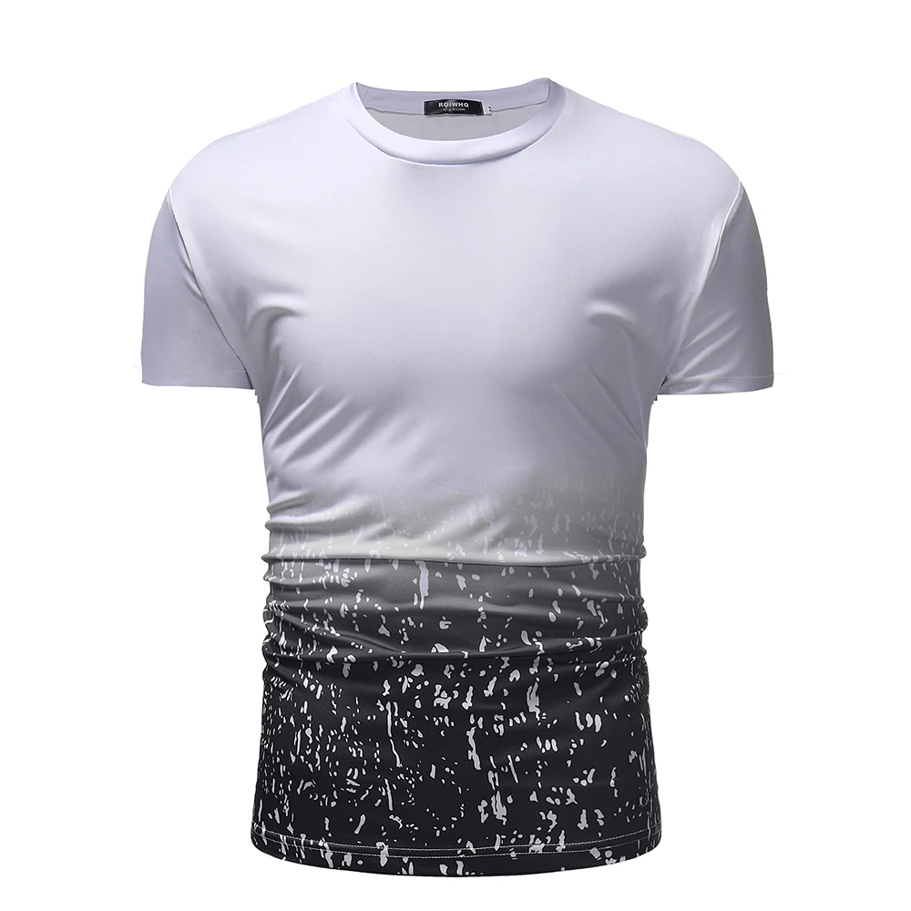 PADEGAO бренд 2019 лето новые мужские Европа и США с коротким рукавом градиент цвета