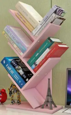 60*31*17 см современная настольная книжная полка четыре слоя офисный книжный шкаф деревянная детская спальня Bookrack - Цвет: Розовый