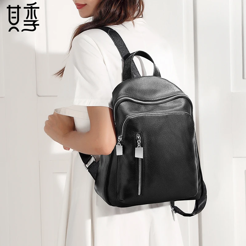 QIJI Brand Backpack Genuine Leather For Women School Student Teenage Girl Escolar Bolsa Mochila Rucksack | Багаж и сумки