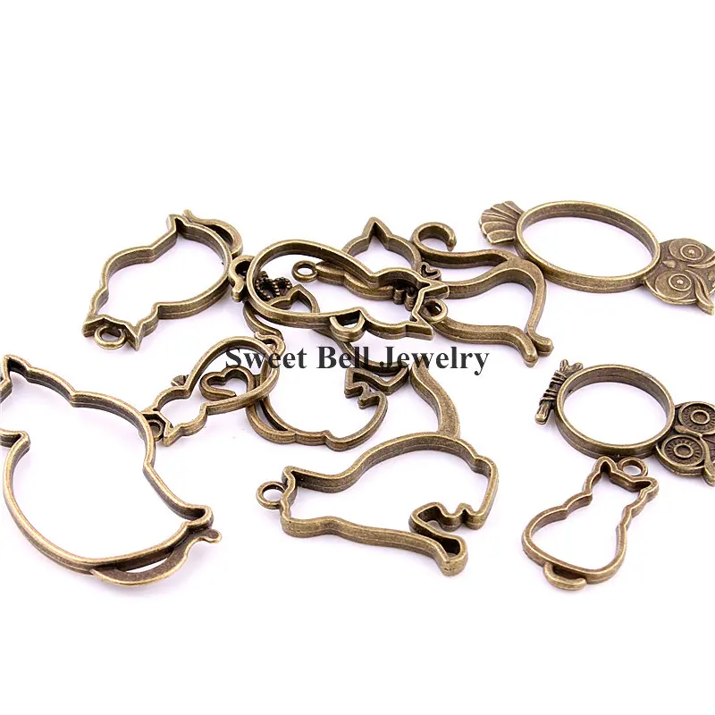 

Sweet Bell 20pcs Antique bronze Metal Zinc Alloy Hollow mix Animal Owl & cat Charms for Diy Owl cat Pendant Jewelry Making 12B