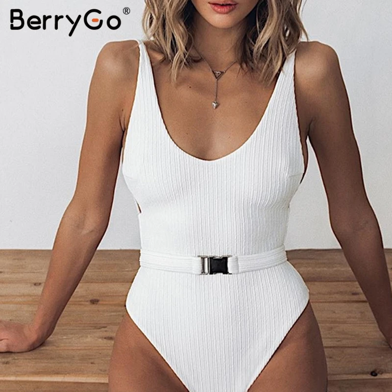 BerryGo, сексуальный купальник, пуш-ап, слитный купальник для женщин, с высокой посадкой, женский купальник, пляжная одежда, летние женские купальники, купальный костюм