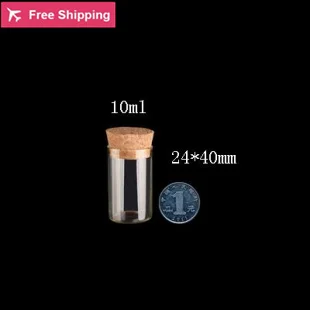 10pcs 5-15ml 24mm Diameter Empty Tube Glass Bottles With Cork DIY Clear Transparent Jars Containers Vials Wishing | Красота и