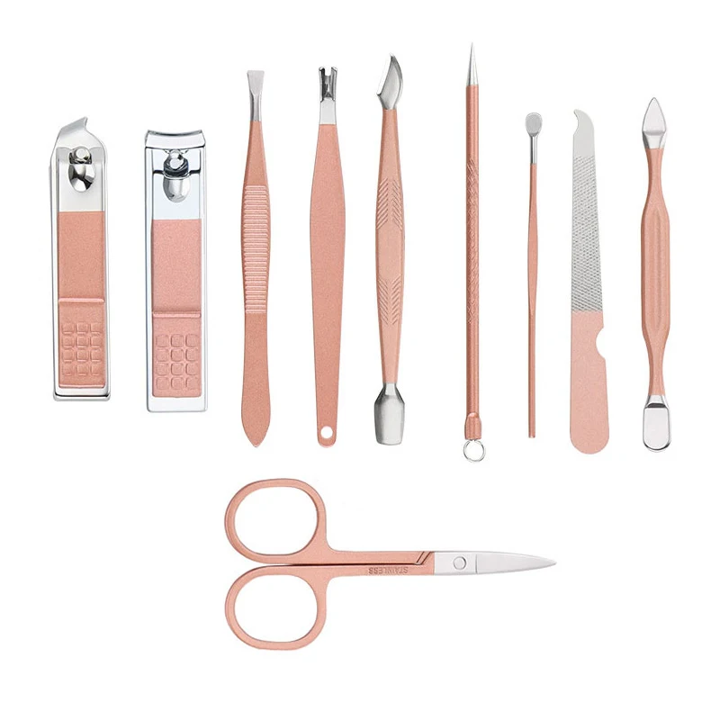 10 шт./компл. инструменты для маникюра из розового золота двусторонний Толкатель