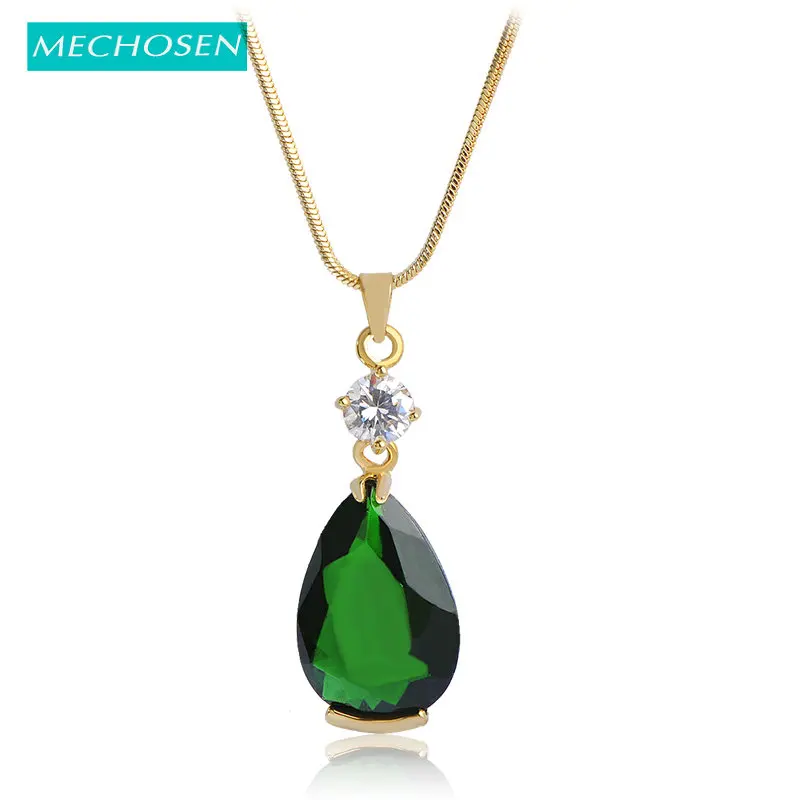 MECHOSEN Природный Камень Подвеска Для Женщин подвески на шею CZ Циркон Зубец