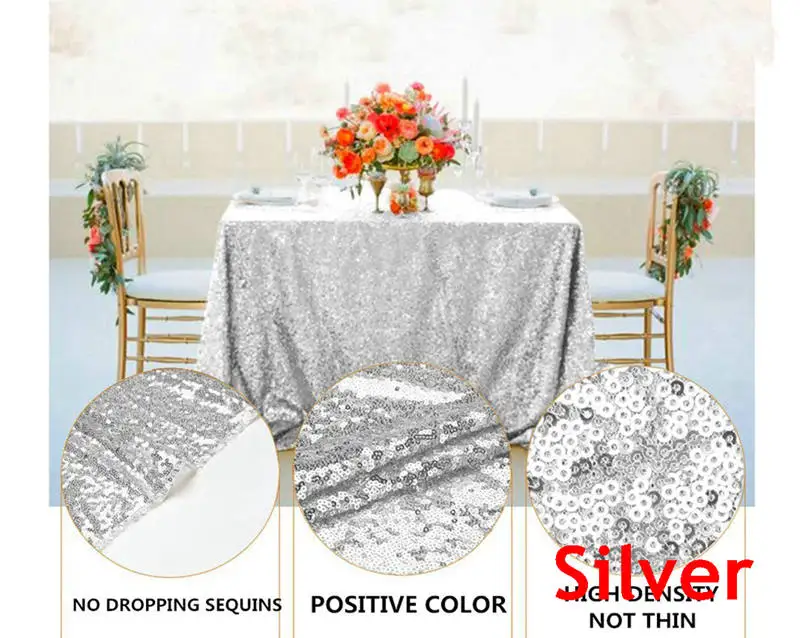 Silver 60X102in Королевская Синяя скатерть с блестками прямоугольная блестящая скатерть с блестками для свадебной вечеринки Рождественский Банкетный Декор-63 - Цвет: Silver