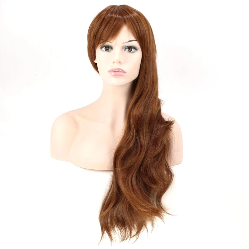 JOY&ampBEAUTY Brown Synthetic Hair Women Long Wavy Wig Thin Bang High Temperature Fiber 60cm Free Shipping | Шиньоны и парики