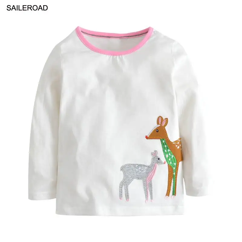 SAILEROAD Cotton Baby Kids Girl's Long Sleeve T Shirts Cartoon Animal Elk La camiseta Toddler Newborn Vestuario Shirt | Детская