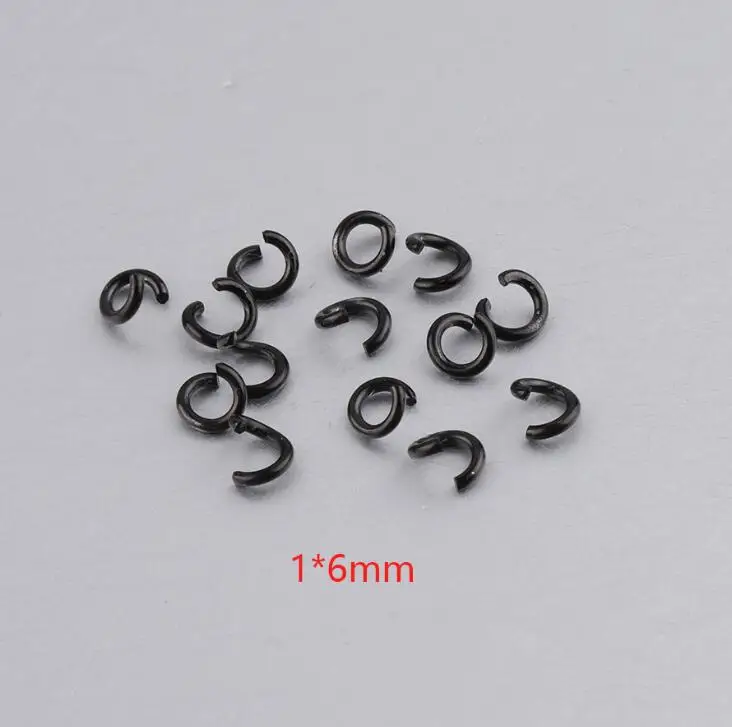 1x6mm Jaymaxi черный открытие кольцо DIY ювелирные изделия 1*7 мм 1*6 1,2*7 Нержавеющая сталь одного подключения ДЖАМП-кольцо 100 шт./лот - Цвет: 1x6mm