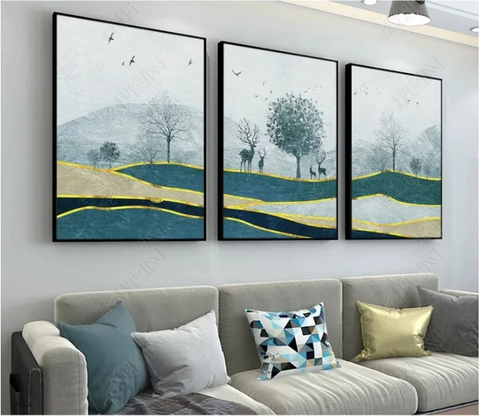 

Abstract Landscape Elk Fores Nordic Decorative Poster Print Modular Wall Paintings For Living Room Wall Art Home Decor No Framed