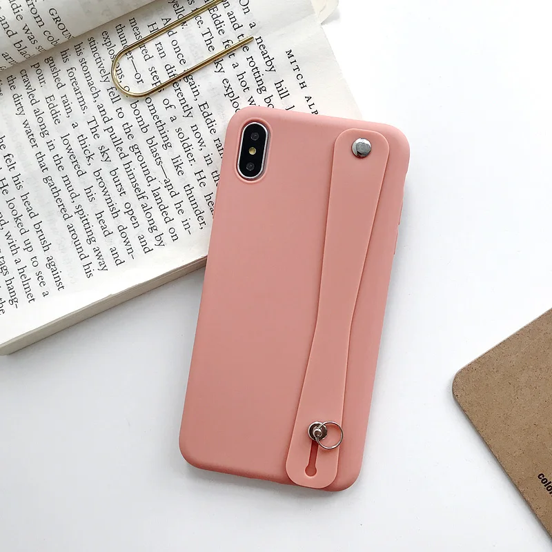 Socoupair мягкий силиконовый держатель для телефона чехол для iphone XR X Xs max 11 Pro Max чехол для iphone 7 8 6 6s plus ремешок на запястье задняя крышка - Цвет: IK89-CSWDPinkShanCS