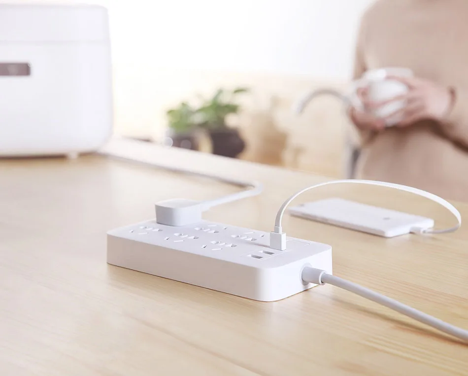 Оригинальный умный удлинитель XiaoMi Mijia с 6 портами и 3 USB для быстрой зарядки 2 1 А