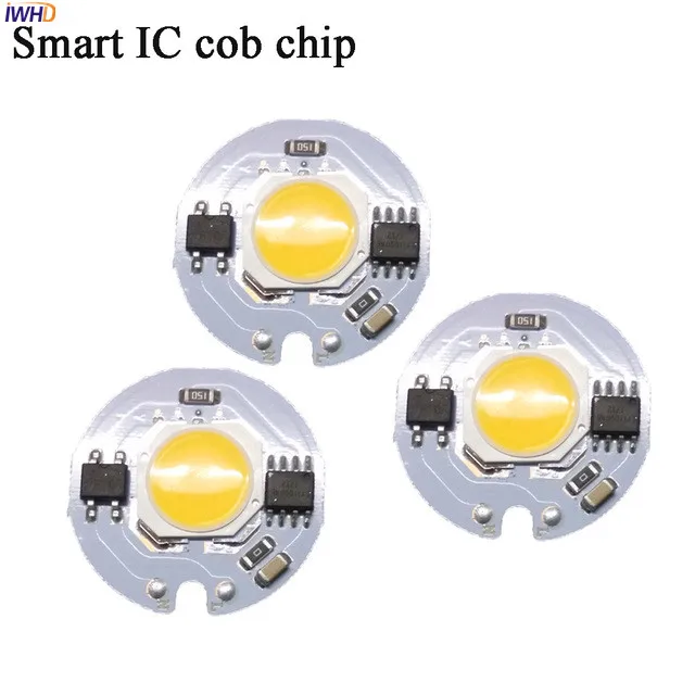 

IWHD 10pcs Portable 3W 5W 7W 9W AC220V COB LED Chip Diode for DIY LED Spotlight Input Smart IC Aluminum High Power