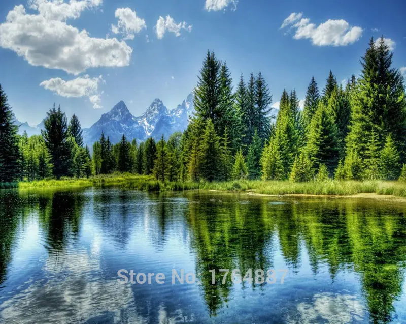 Needlework Diy Diamond Embroidery Lake Forest Woods Natural Scenery Square Drill Full Painting Mosaic Picture | Дом и сад