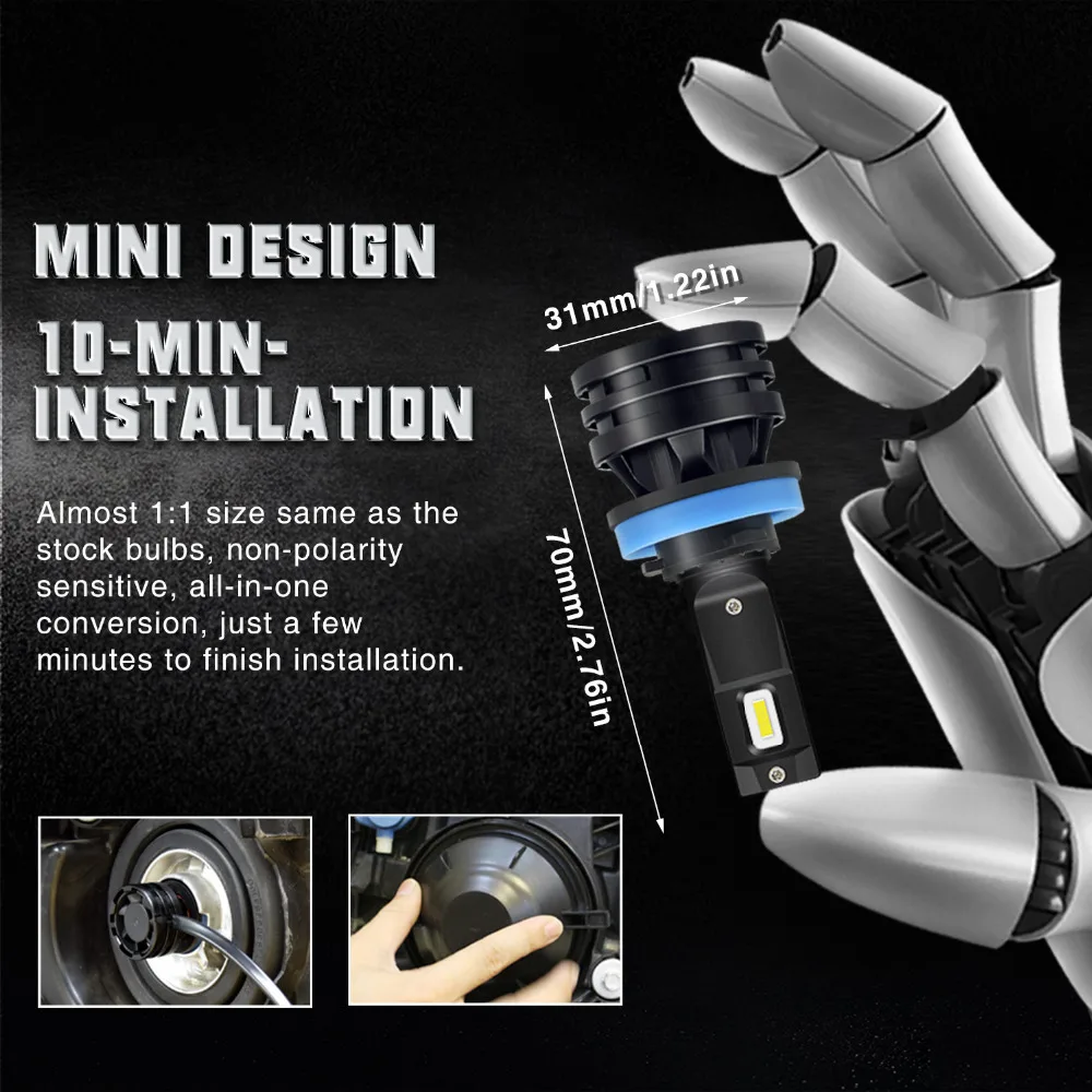 AUXITO светодиодный H4 H11 HB3 9005 HB4 9006 H1 Автомобильный фары для 10000LM 6000 K белый