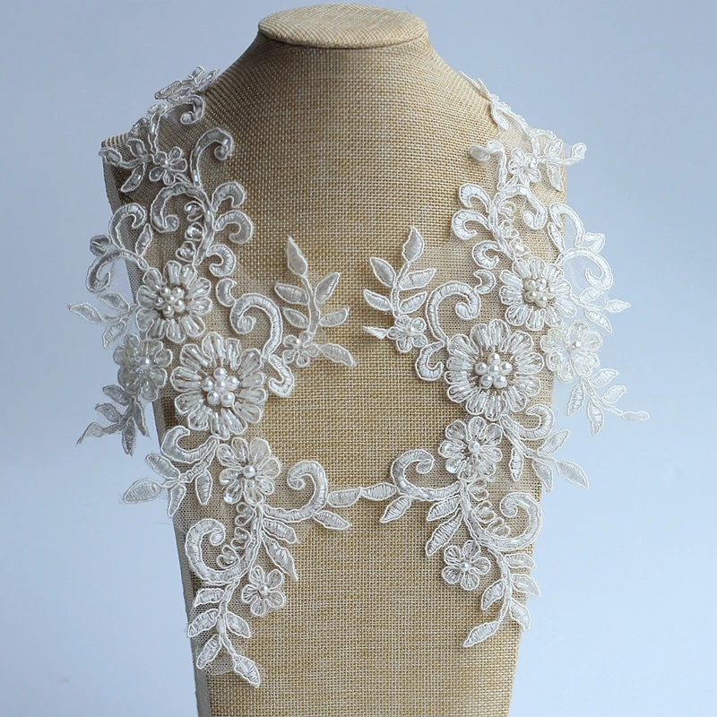 Женская Кружевная аппликация вышитая бисером нашивка для свадебных