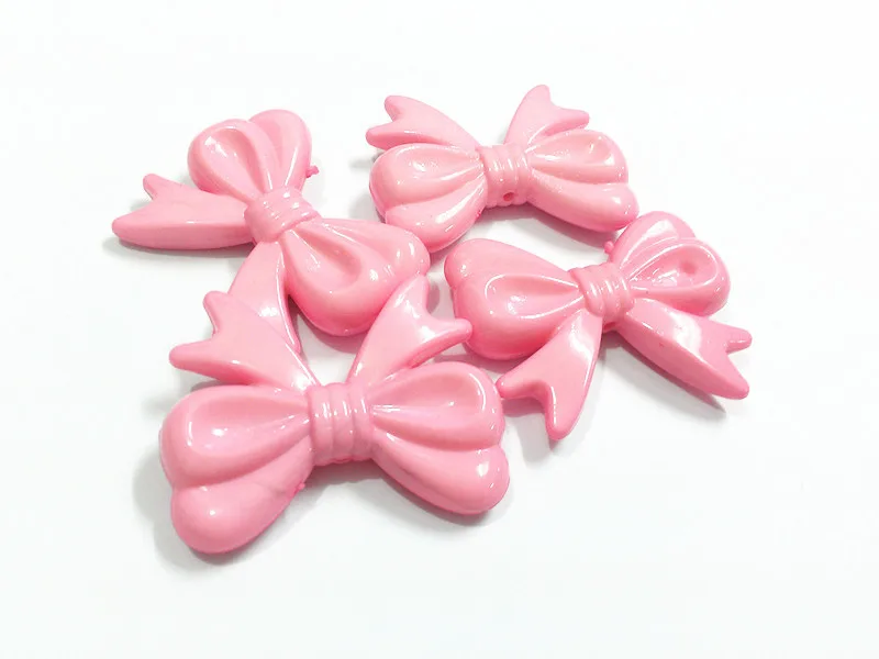 Розовые акриловые бусины в форме банта 46x36 мм 60 шт./лот для модных детских