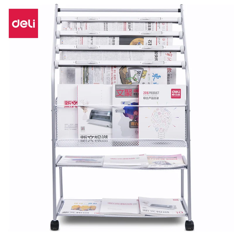 1pcs Deli 9304 metal shelf simple landing roller design student newspaper books frame | Канцтовары для офиса и дома