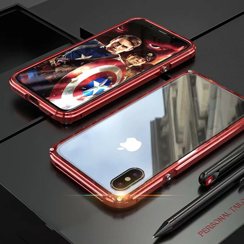 Роскошный Металлический Чехол-бампер для iPhone XS MAX механические алюминиевые