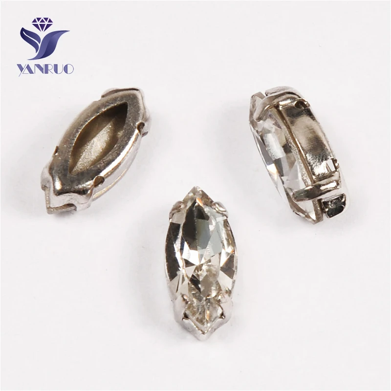 YANRUO 4200 All Sizes Crystal Clear Navette Glass Strass Point Back DIY Craft Gems Horse Eyes Rhinestones For Needlework | Дом и сад