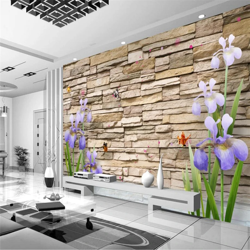 beibehang Custom Wallpaper 3D Brick Wall Lavender Stereo TV Background Living Room Bedroom Mural | Обустройство дома
