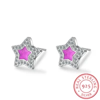 cute small red five point star 925 sterling silver screw stud earrings for women girl children kid jewelry orecchini aros aretes